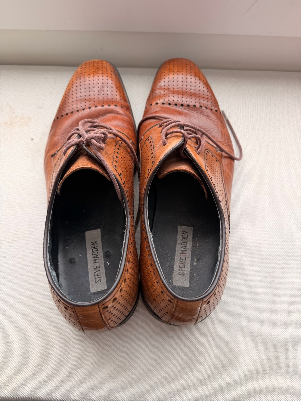 Steve Madden Tan/Brown Perforated Leather Wingtip Oxfords